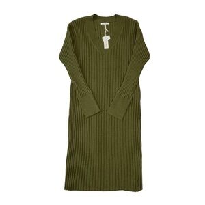 STITCHDROP Foundation V-Neck Sweater Dress Olive Size M #1308 NWT